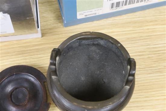 A Chinese bronze censer and a vase